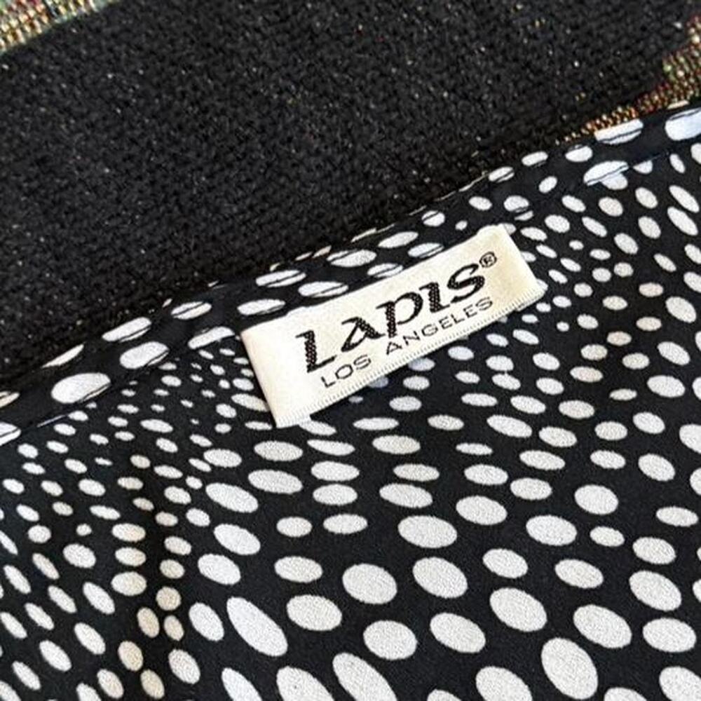 VTG Y2K Lapis Sheer Black & White Dotted Animal Print Flutter Sleeve Midi Dress - Picture 8 of 8